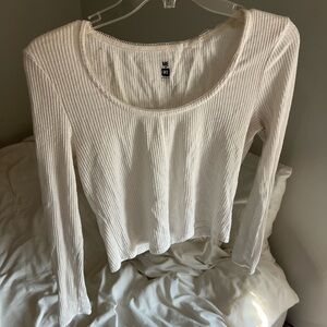 Pacsun “Me to We” white ribbed longsleeve scoopneck top, women’s size L